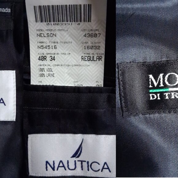 NAUTICA Charcoal Grey 100% Wool Men's Pinstripe Blazer Nelson Made in Canada 40R - Picture 7 of 7